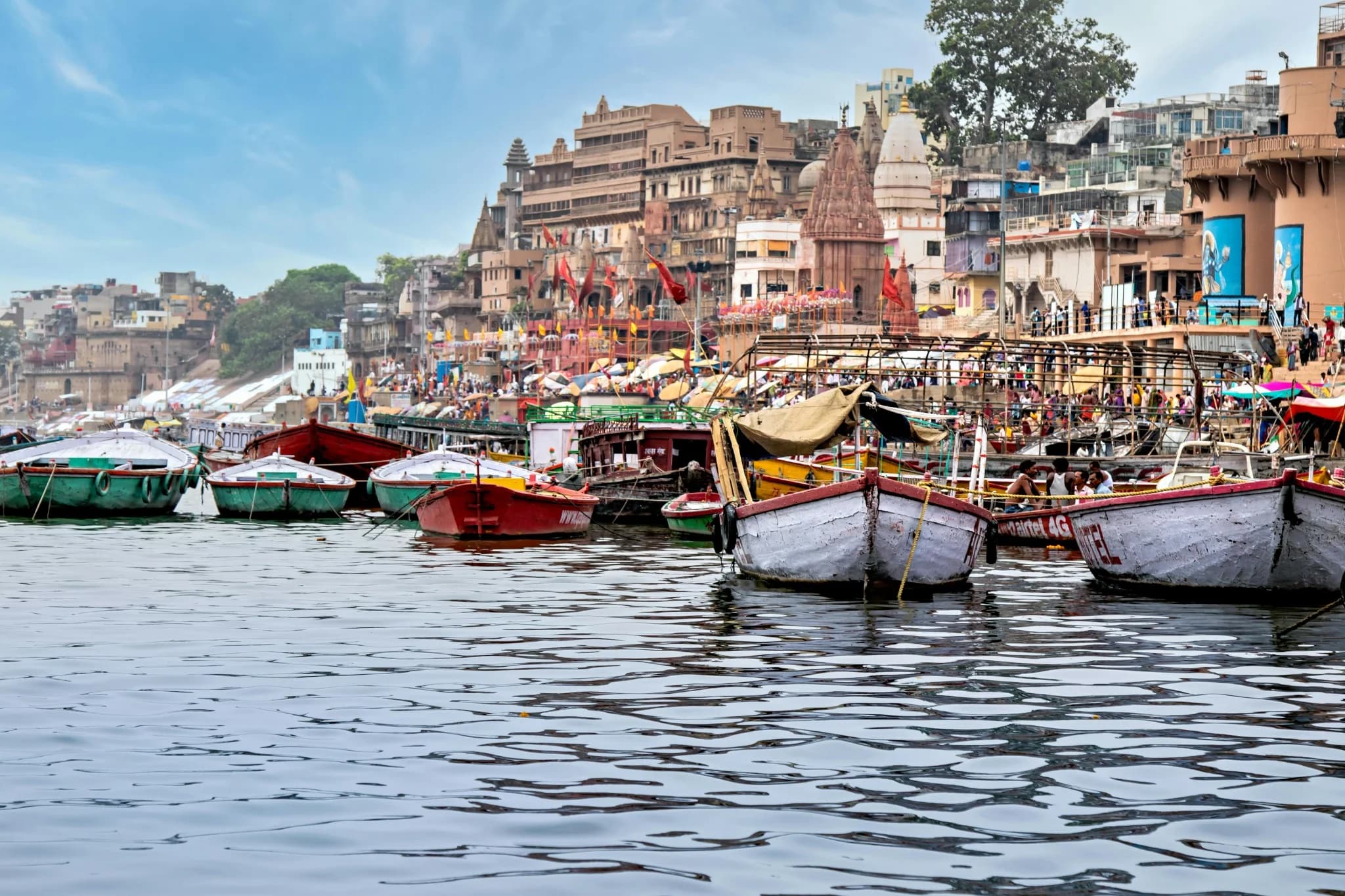 Ghats by the river in Varanasi